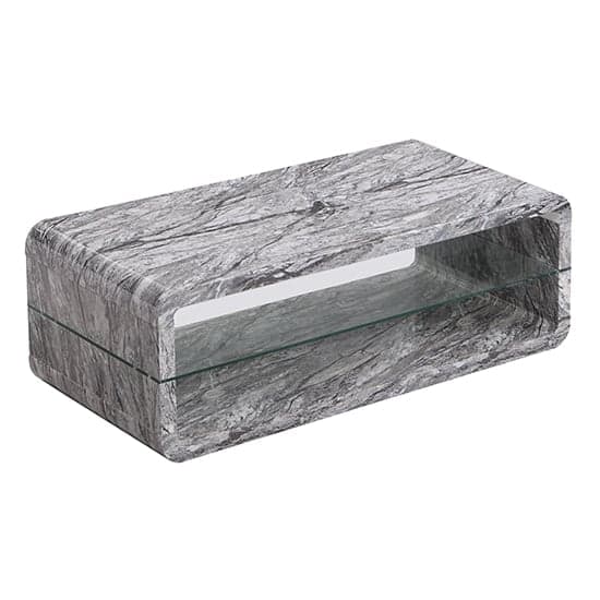 Xenia High Gloss Coffee Table With Shelf In Melange Marble Effect