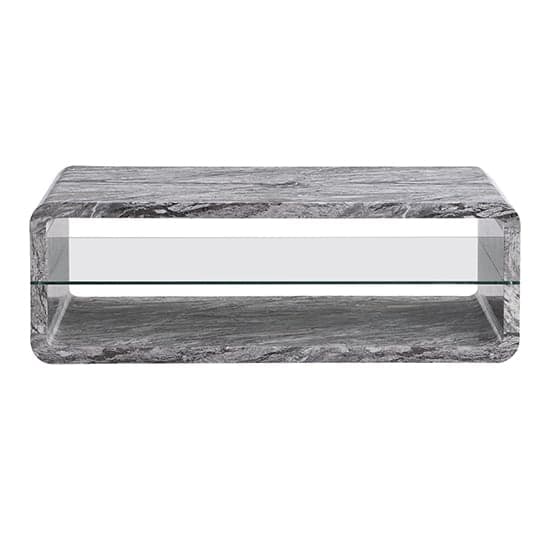 Xenia High Gloss Coffee Table With Shelf In Melange Marble Effect