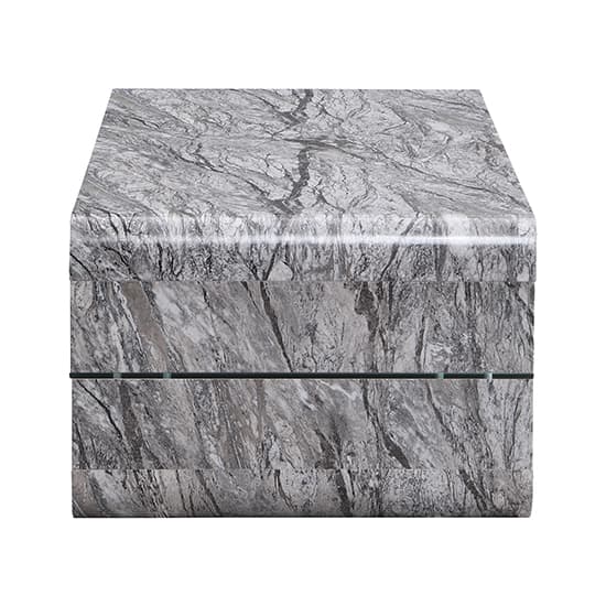 Xenia High Gloss Coffee Table With Shelf In Melange Marble Effect