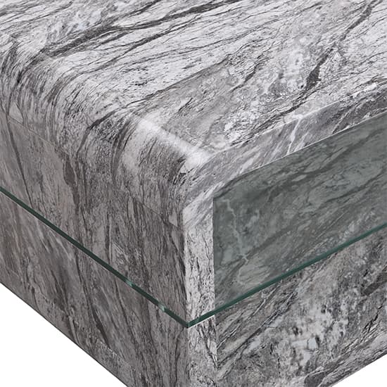 Xenia High Gloss Coffee Table With Shelf In Melange Marble Effect