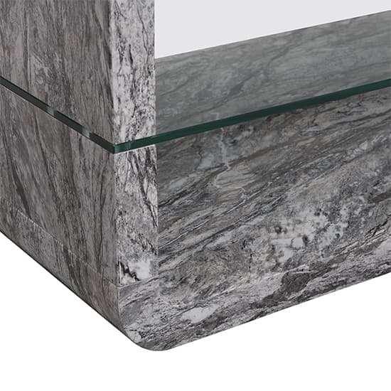 Xenia High Gloss Coffee Table With Shelf In Melange Marble Effect