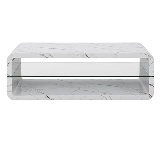 Xenia High Gloss Coffee Table With Shelf In Vida Marble Effect