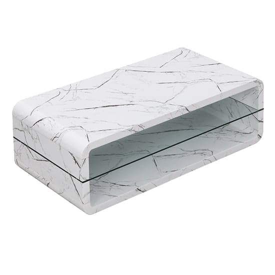 Xenia High Gloss Coffee Table With Shelf In Vida Marble Effect