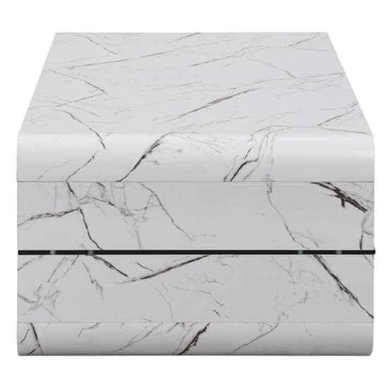 Xenia High Gloss Coffee Table With Shelf In Vida Marble Effect