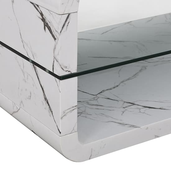 Xenia High Gloss Coffee Table With Shelf In Vida Marble Effect