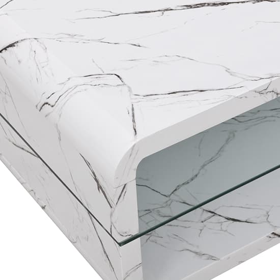 Xenia High Gloss Coffee Table With Shelf In Vida Marble Effect