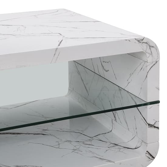 Xenia High Gloss Coffee Table With Shelf In Vida Marble Effect