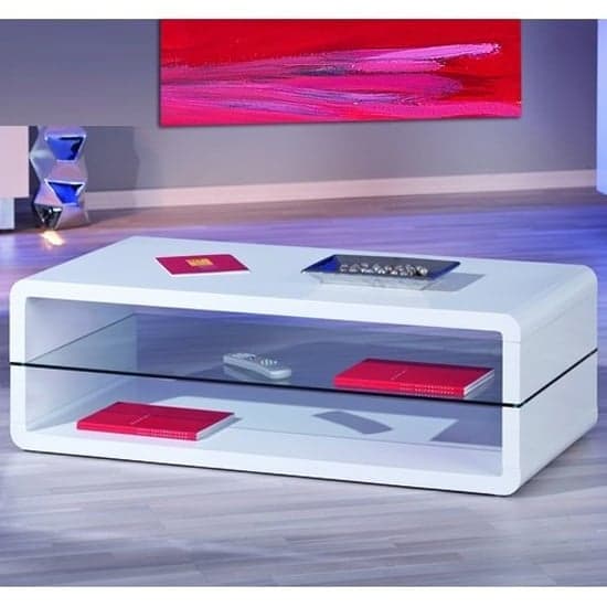 Xenia High Gloss Coffee Table With Shelf In White