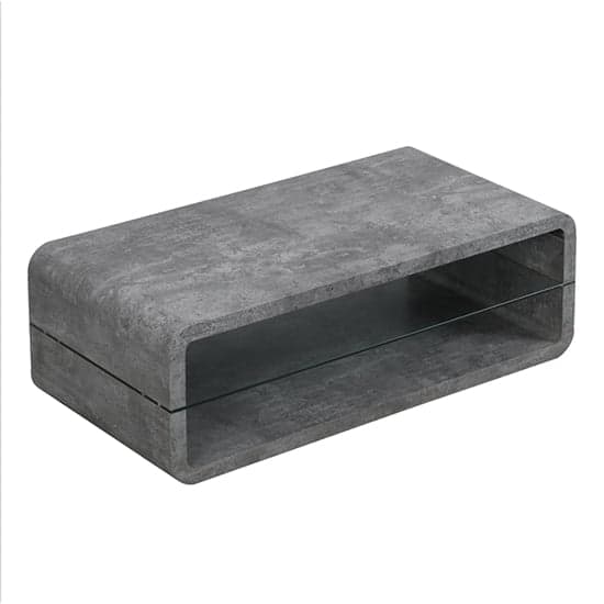 Xenia Wooden Coffee Table With Shelf In Concrete Effect