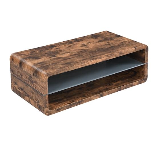 Xenia Wooden Coffee Table With Shelf In Rustic Oak