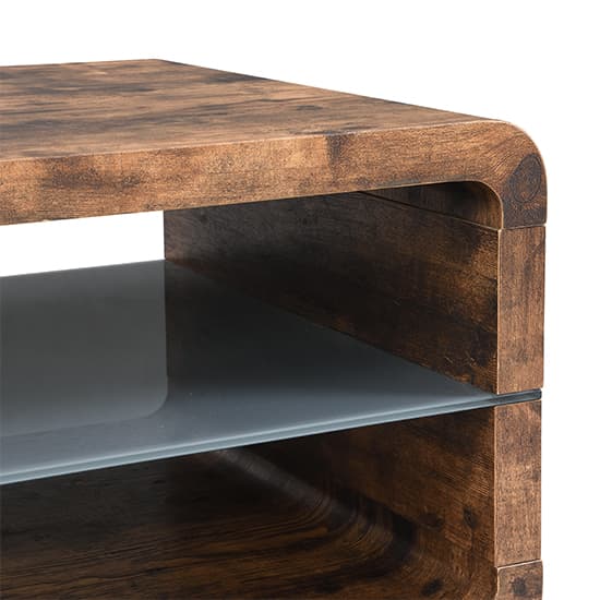 Xenia Wooden Coffee Table With Shelf In Rustic Oak