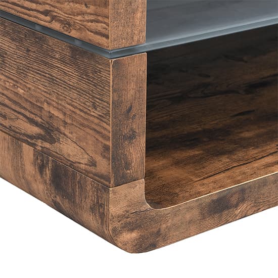 Xenia Wooden Coffee Table With Shelf In Rustic Oak