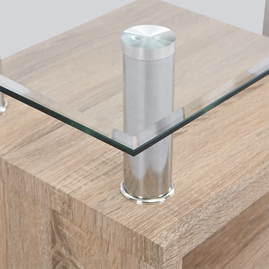 Zagreb Clear Glass Coffee Table With Oak Wooden Base